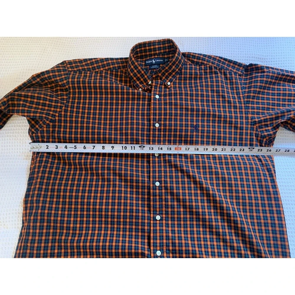 Ralph Lauren Polo Mens Button Down‎ Shirt Blake Large Orange Plaid